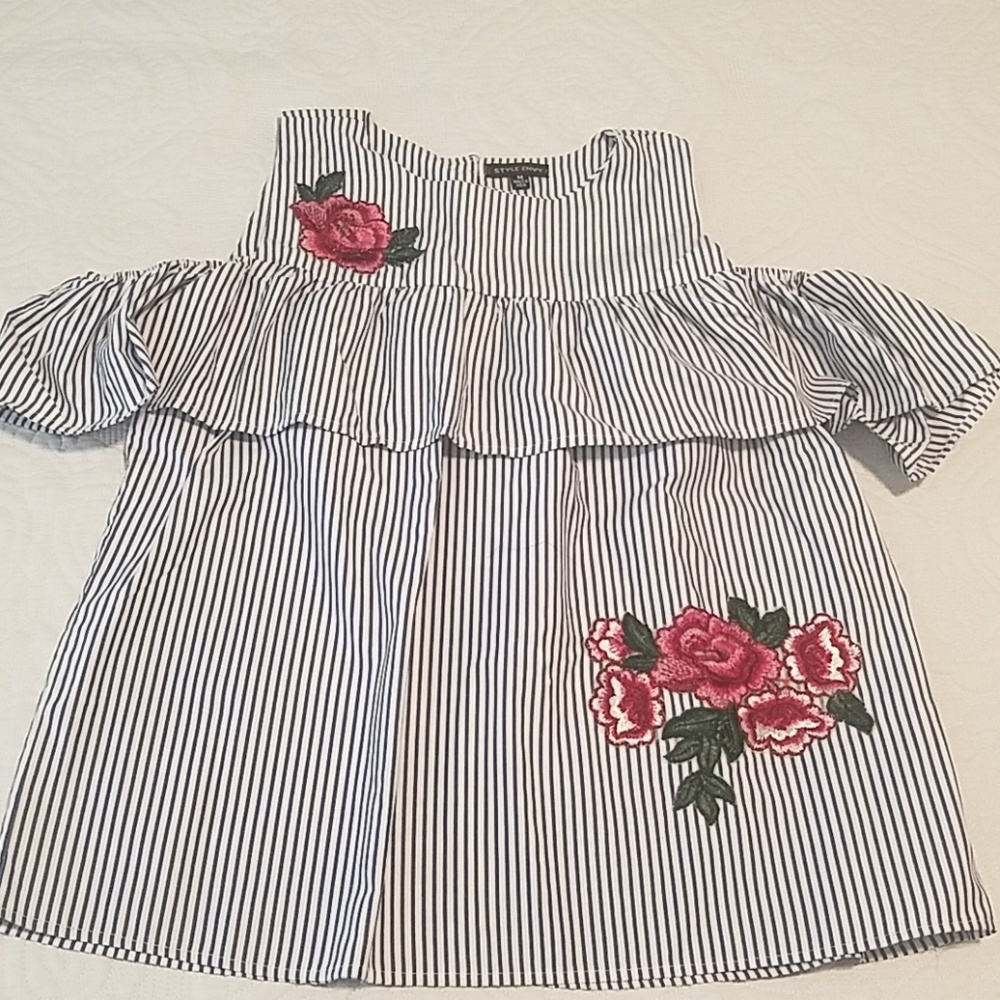 Stripped Flower Blouse